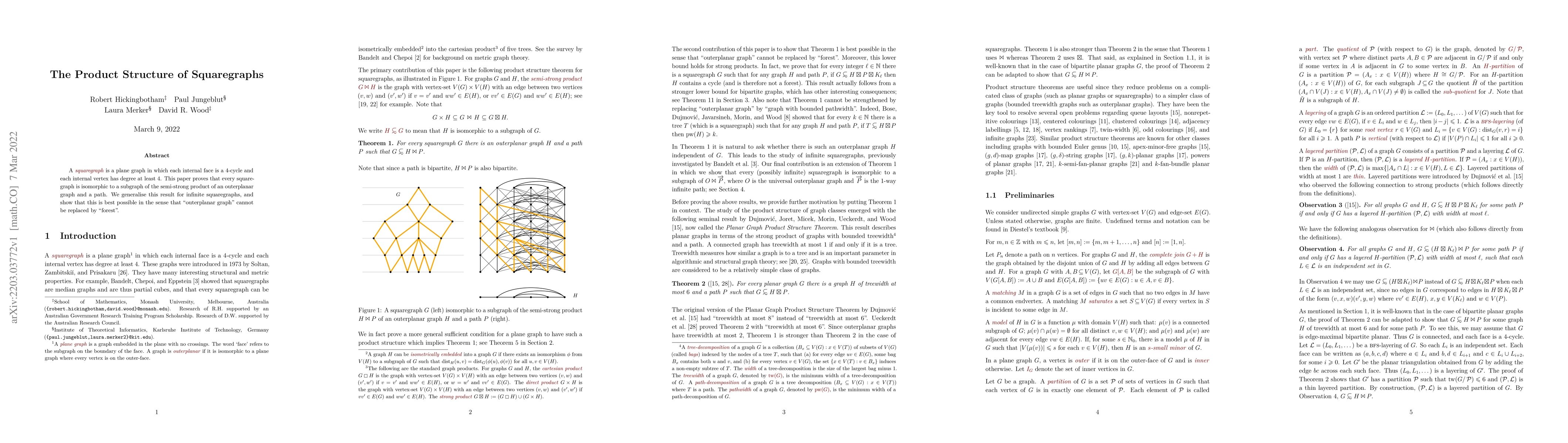 Thumbnail for The product structure of squaregraphs