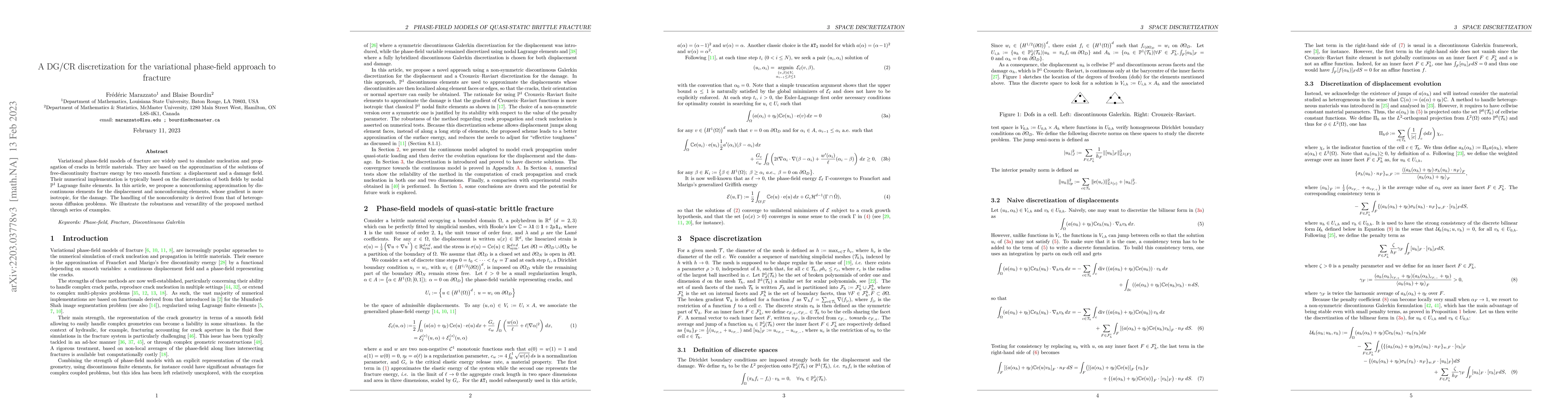 Thumbnail for A DG/CR discretization for the variational phase-field approach to
  fracture