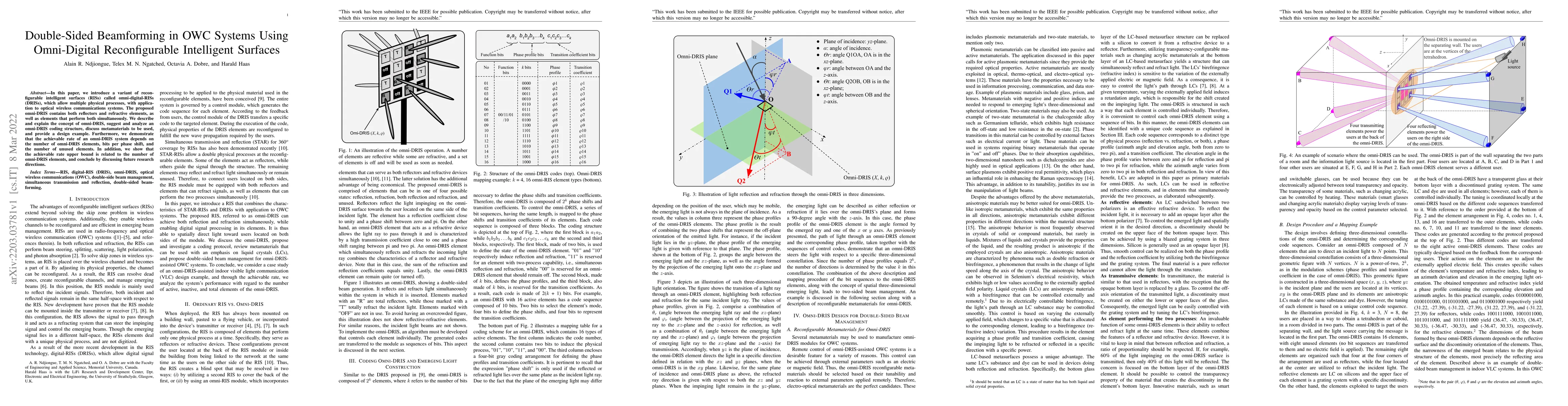 Thumbnail for Double-Sided Beamforming in OWC Systems Using Omni-Digital
  Reconfigurable Intelligent Surfaces