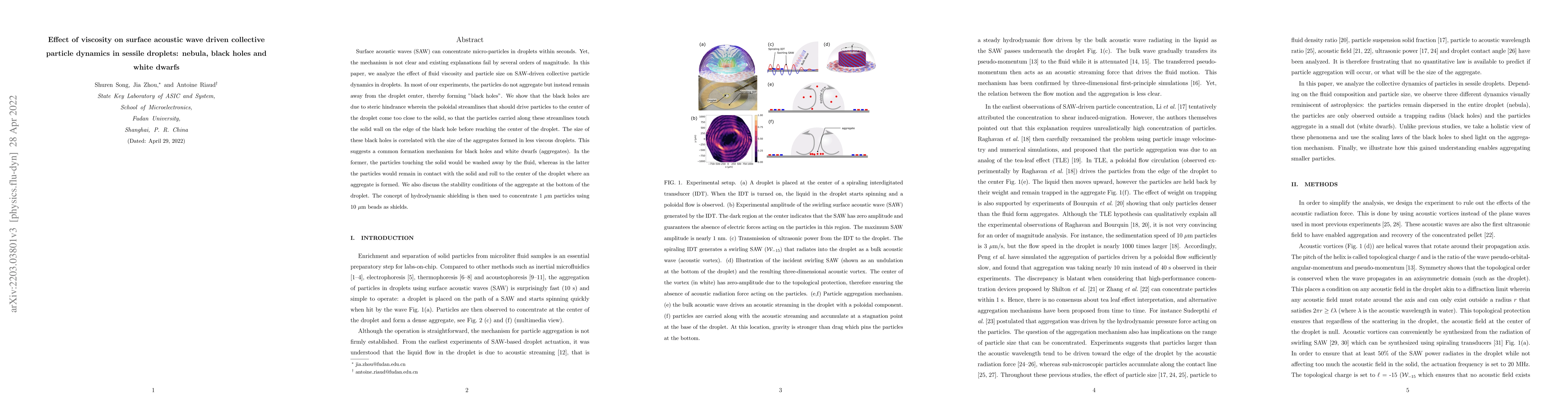 Thumbnail for Effect of viscosity on surface acoustic wave driven collective particle
  dynamics in sessile droplets: nebula, black holes and white dwarfs