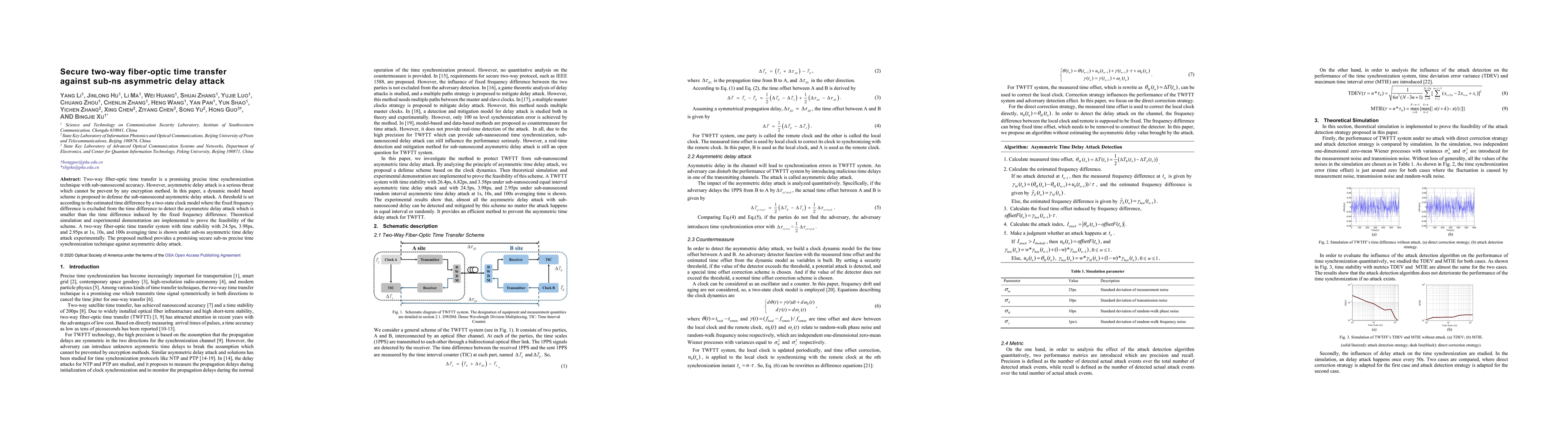 Thumbnail for Secure two-way fiber-optic time transfer against sub-ns asymmetric delay
  attack