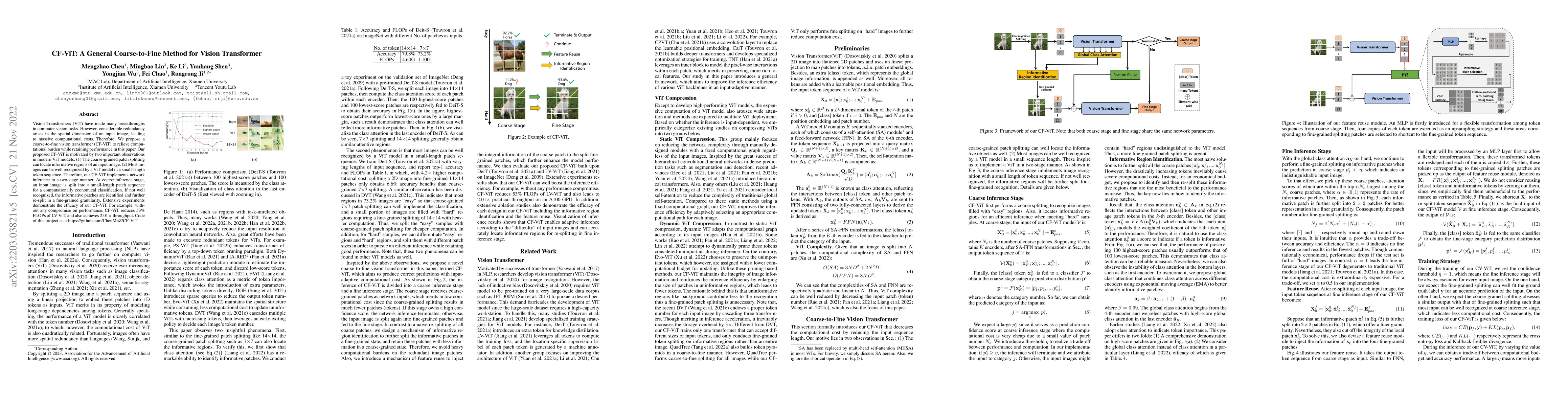 Thumbnail for CF-ViT: A General Coarse-to-Fine Method for Vision Transformer