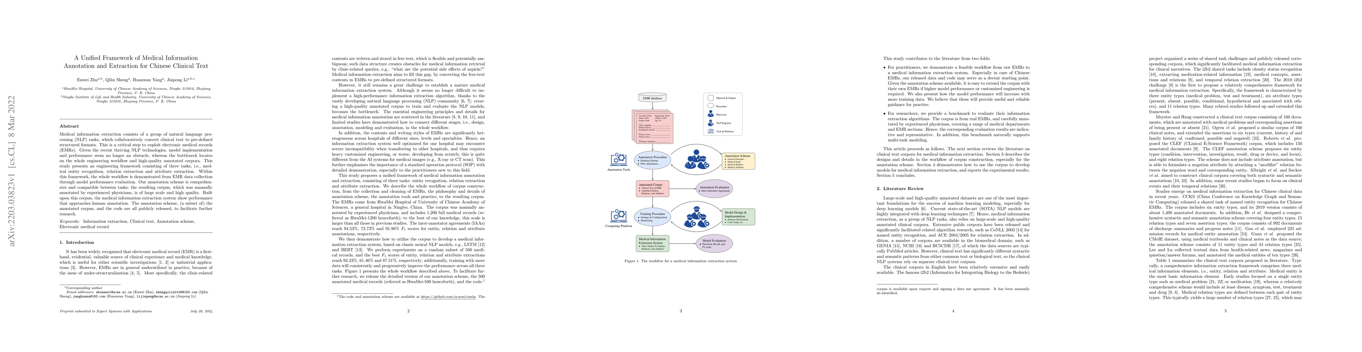 Thumbnail for A Unified Framework of Medical Information Annotation and Extraction for
  Chinese Clinical Text