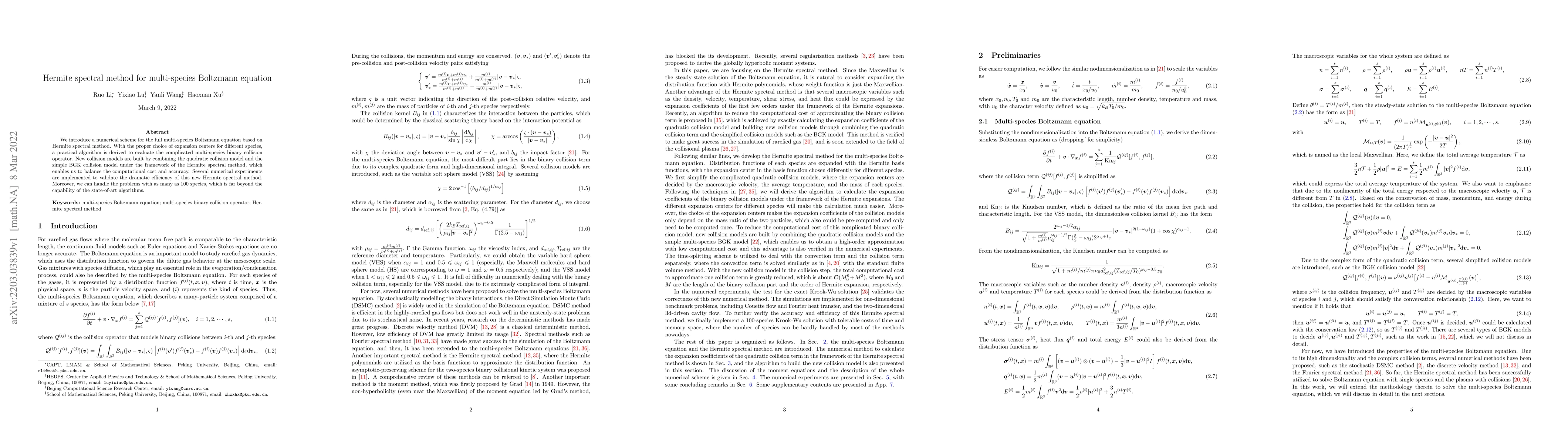 Thumbnail for Hermite spectral method for multi-species Boltzmann equation