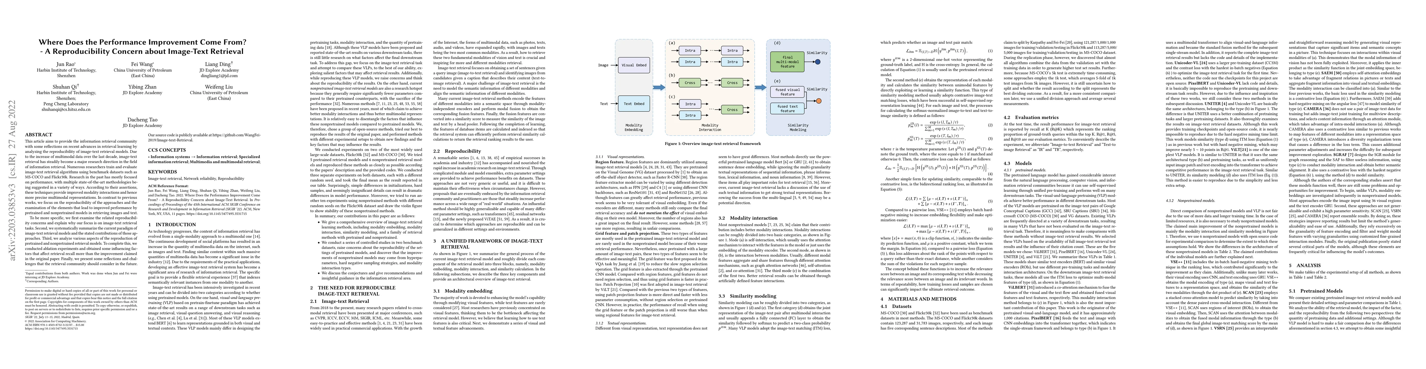 Thumbnail for Where Does the Performance Improvement Come From? -- A Reproducibility
  Concern about Image-Text Retrieval