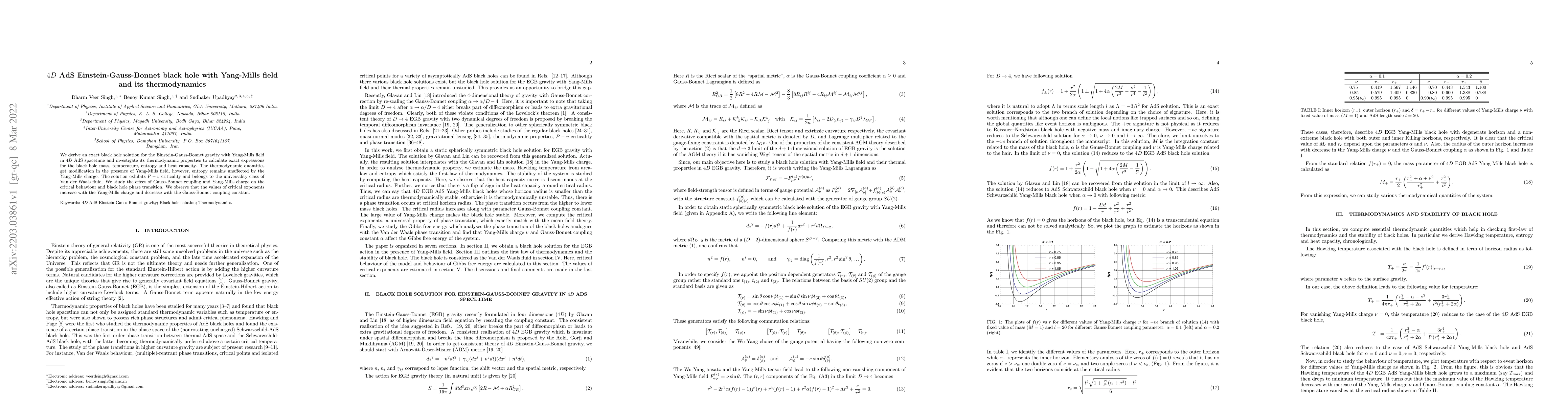 Thumbnail for $4D$ AdS Einstein-Gauss-Bonnet black hole with Yang-Mills field and its
  thermodynamics