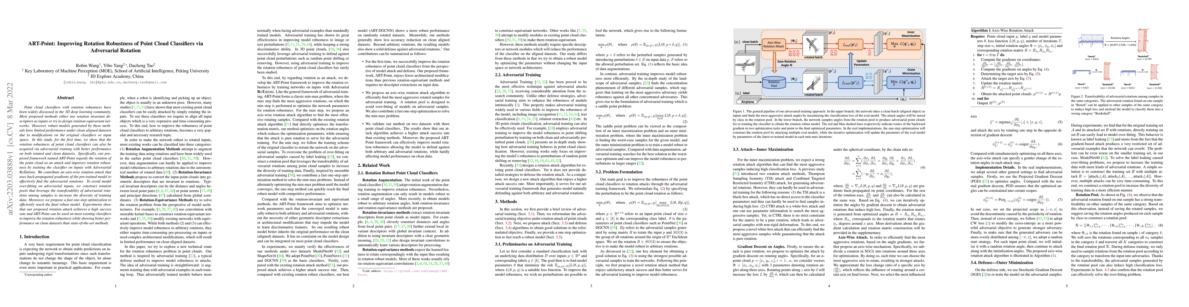 Thumbnail for ART-Point: Improving Rotation Robustness of Point Cloud Classifiers via
  Adversarial Rotation