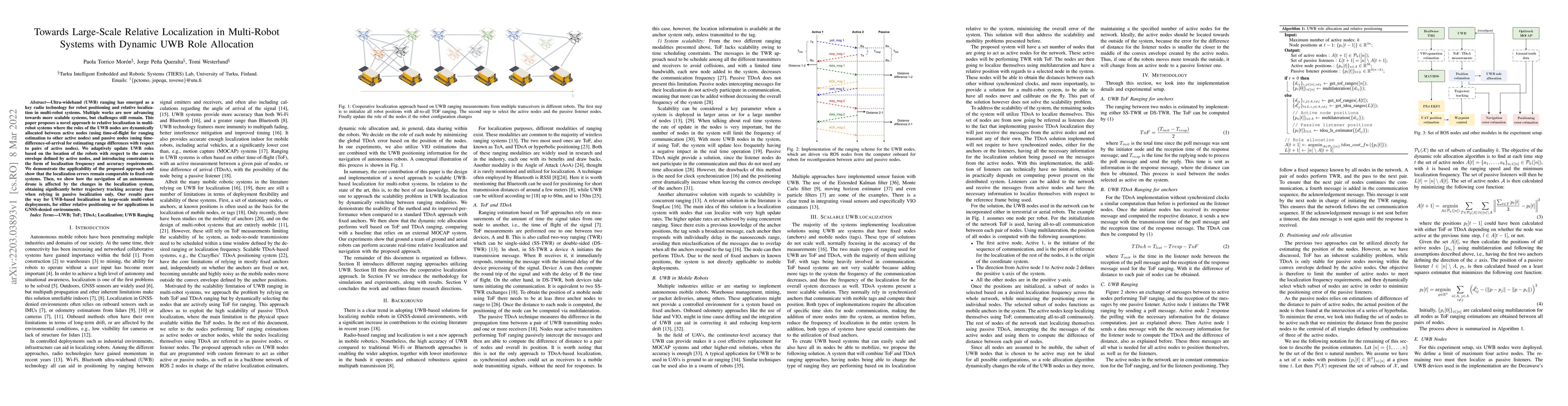 Thumbnail for Towards Large-Scale Relative Localization in Multi-Robot Systems with
  Dynamic UWB Role Allocation