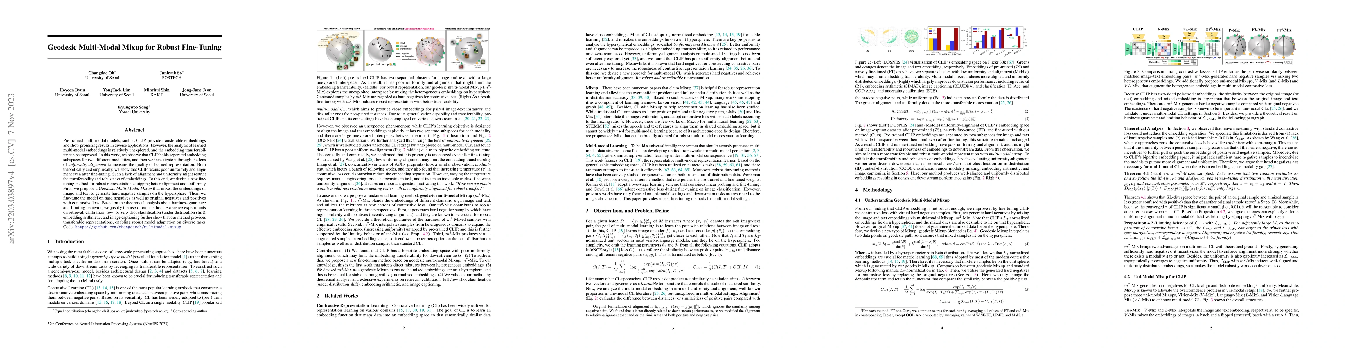 Thumbnail for Geodesic Multi-Modal Mixup for Robust Fine-Tuning