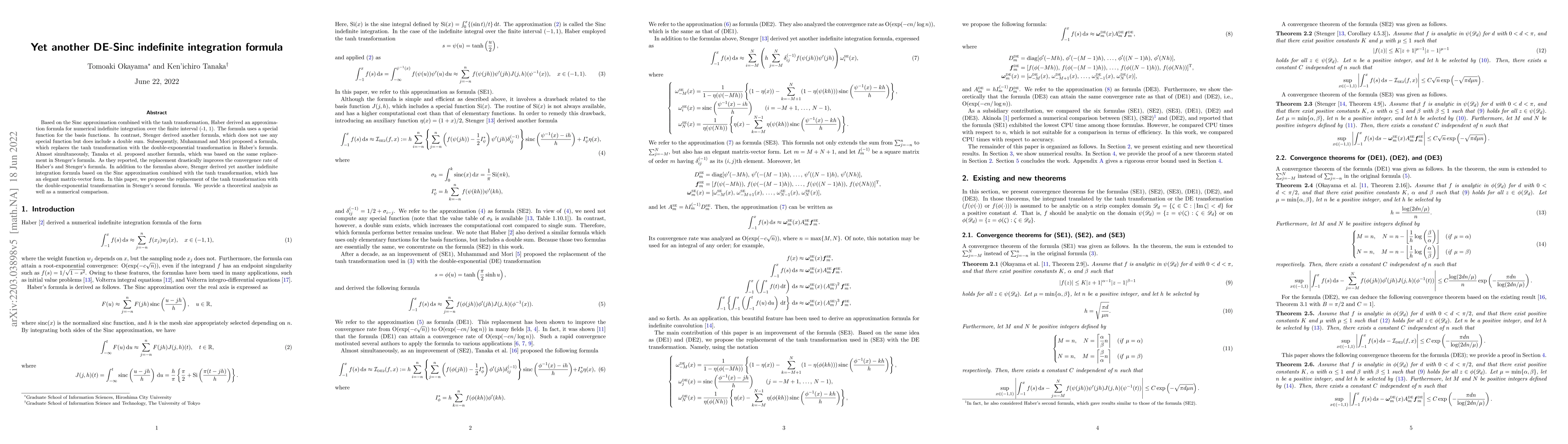 Thumbnail for Yet another DE-Sinc indefinite integration formula