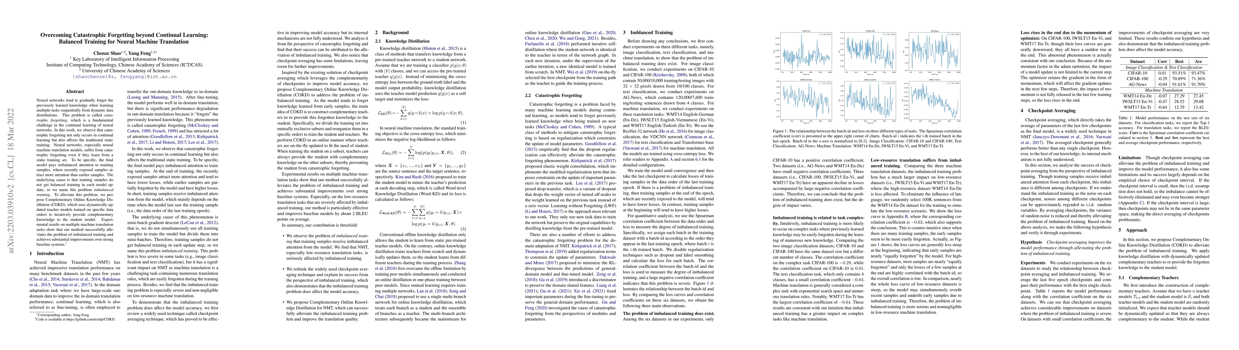 Thumbnail for Overcoming Catastrophic Forgetting beyond Continual Learning: Balanced
  Training for Neural Machine Translation