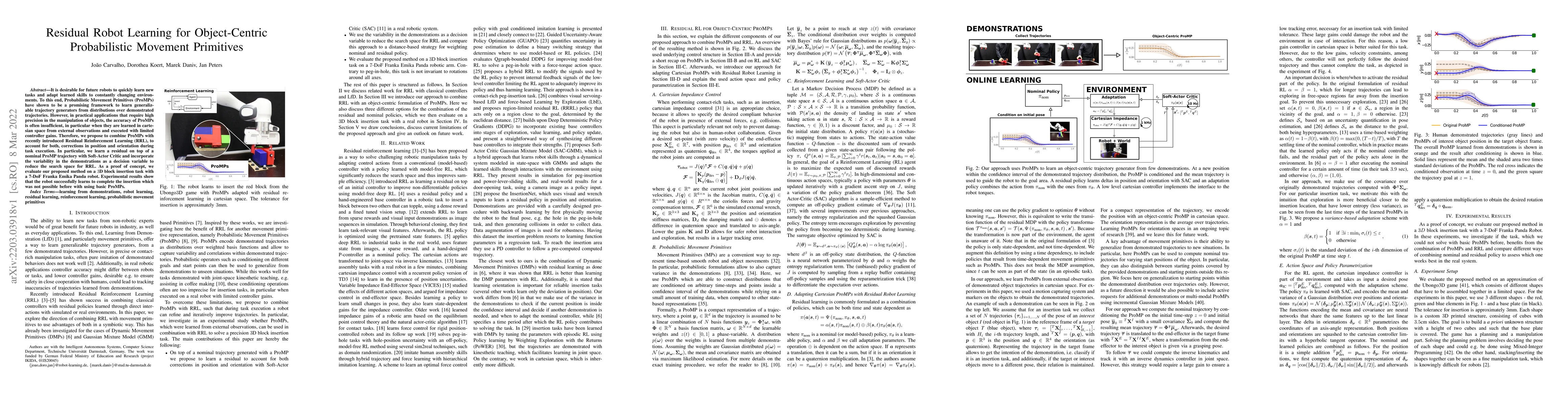 Thumbnail for Residual Robot Learning for Object-Centric Probabilistic Movement
  Primitives