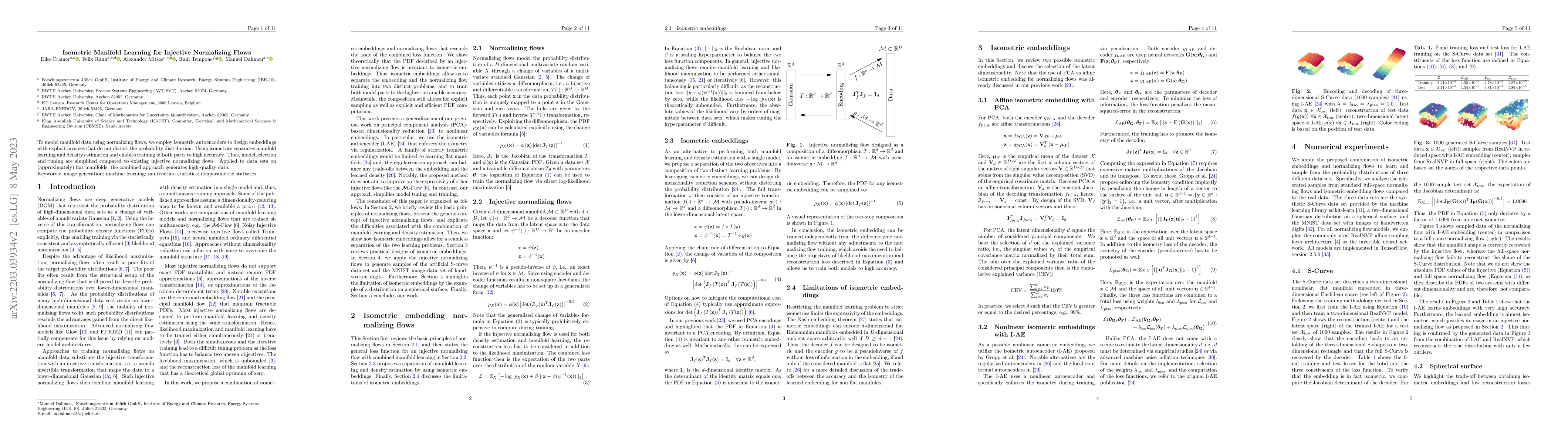 Thumbnail for Nonlinear Isometric Manifold Learning for Injective Normalizing Flows
