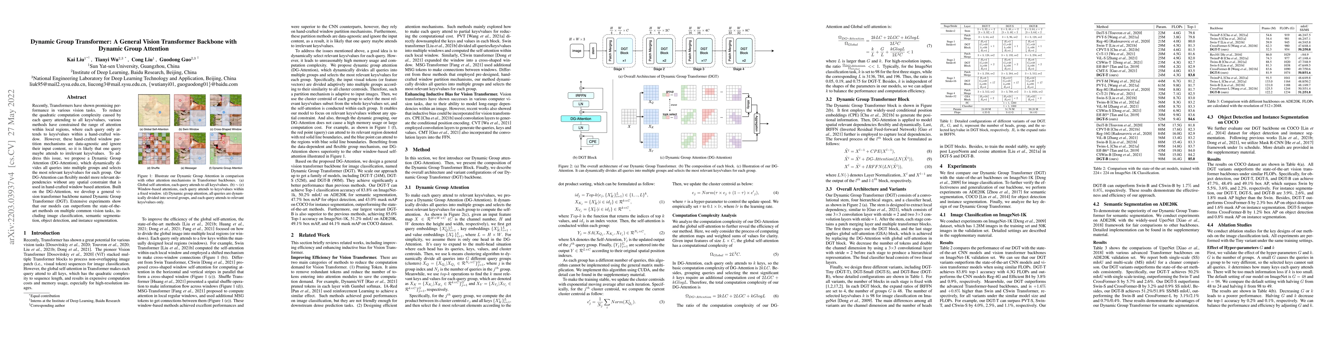 Thumbnail for Dynamic Group Transformer: A General Vision Transformer Backbone with
  Dynamic Group Attention