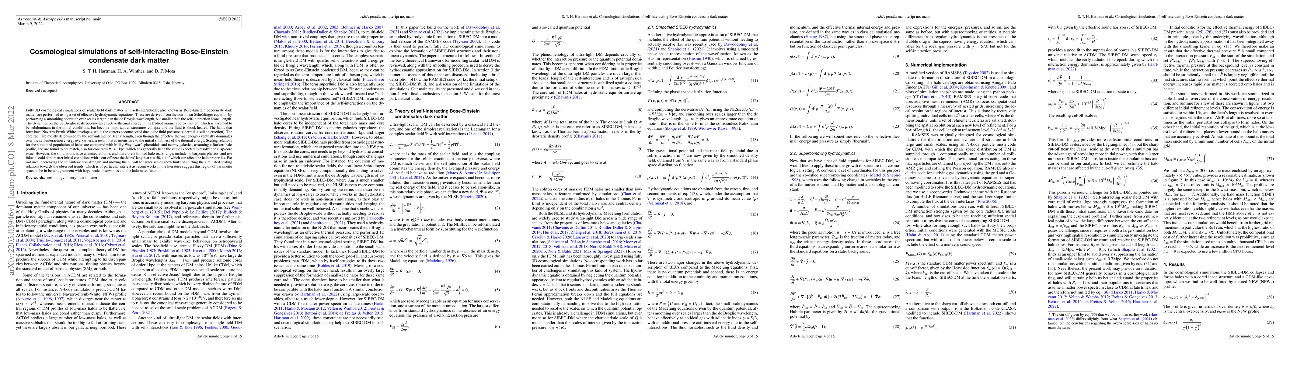 Thumbnail for Cosmological simulations of self-interacting Bose-Einstein condensate
  dark matter