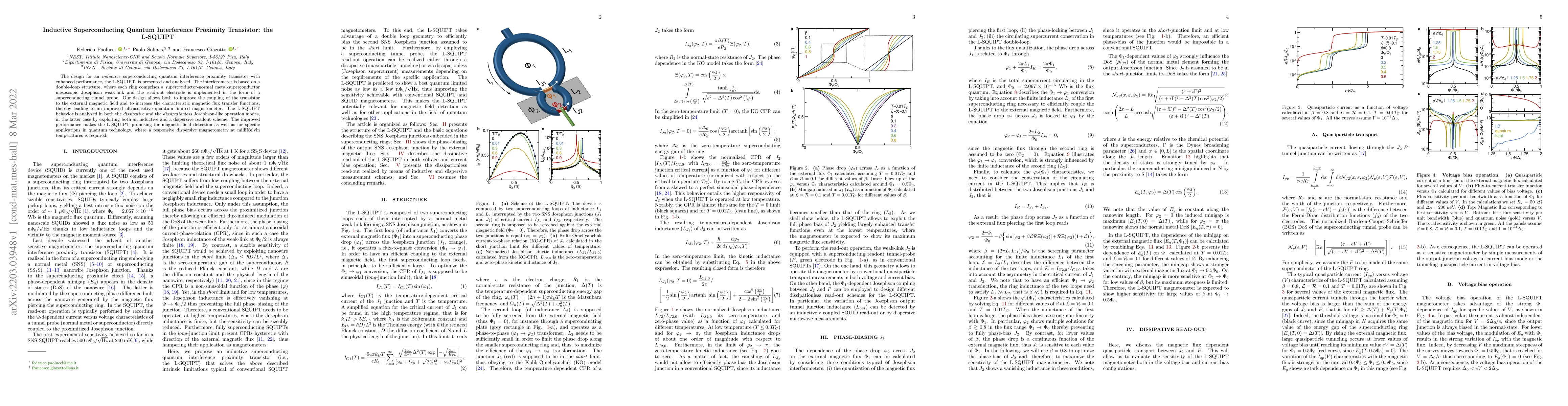 Thumbnail for Inductive Superconducting Quantum Interference Proximity Transistor: the
  L-SQUIPT