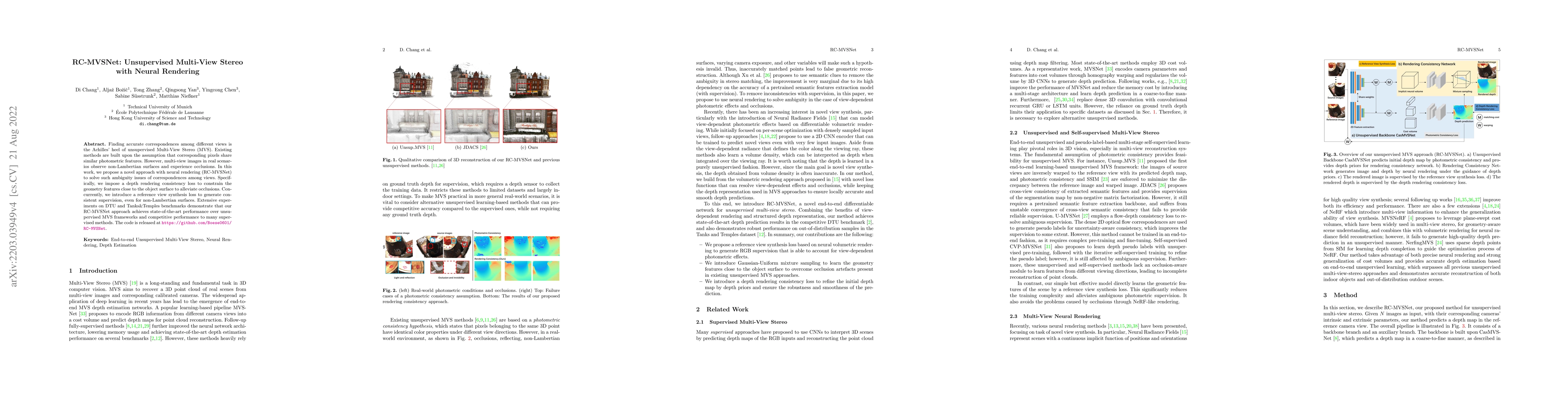 Thumbnail for RC-MVSNet: Unsupervised Multi-View Stereo with Neural Rendering