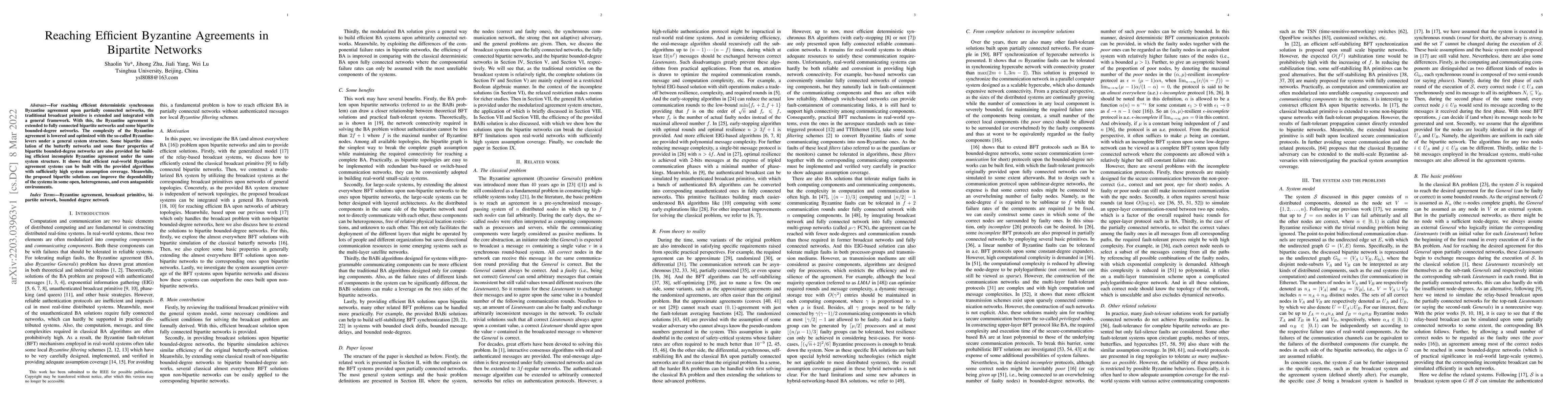 Thumbnail for Reaching Efficient Byzantine Agreements in Bipartite Networks