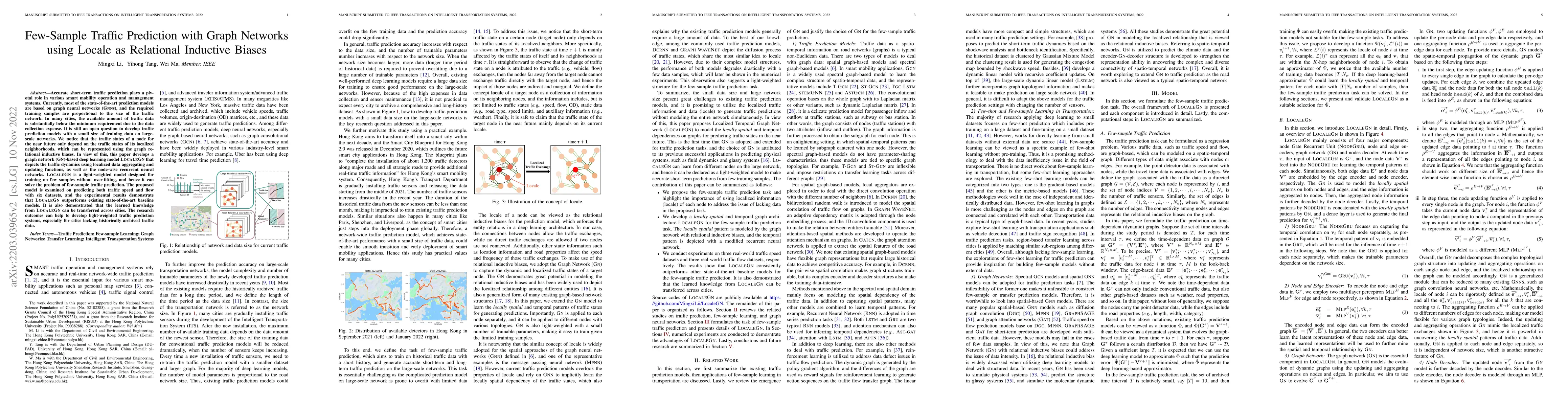 Thumbnail for Few-Sample Traffic Prediction with Graph Networks using Locale as
  Relational Inductive Biases