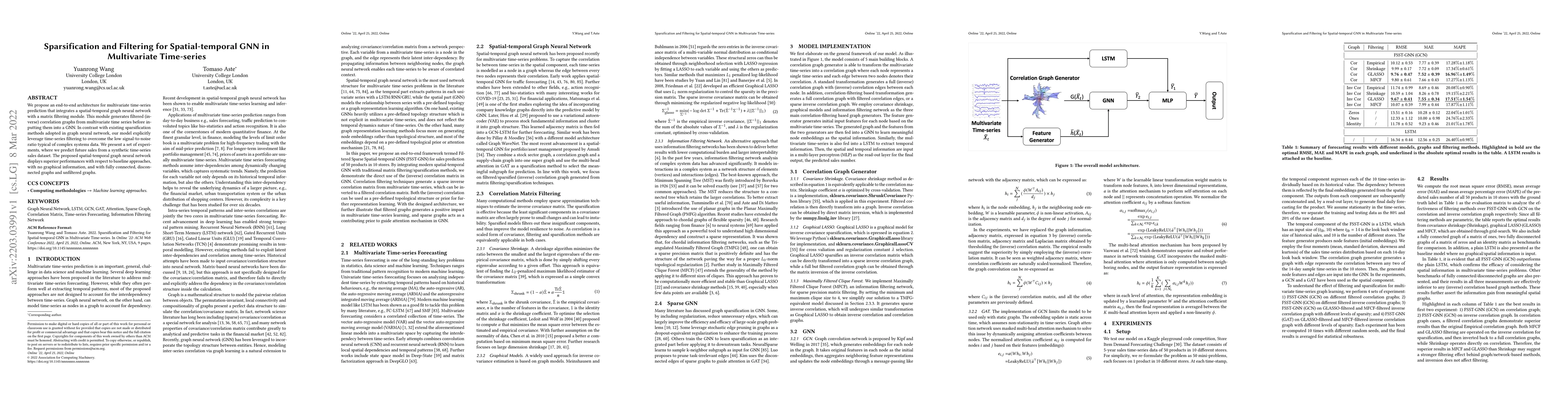 Thumbnail for Sparsification and Filtering for Spatial-temporal GNN in Multivariate
  Time-series