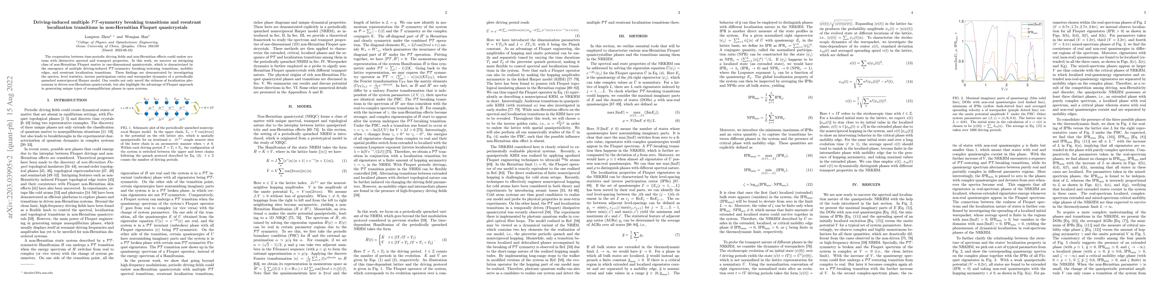 Thumbnail for Driving-induced multiple ${\cal PT}$-symmetry breaking transitions and
  reentrant localization transitions in non-Hermitian Floquet quasicrystals