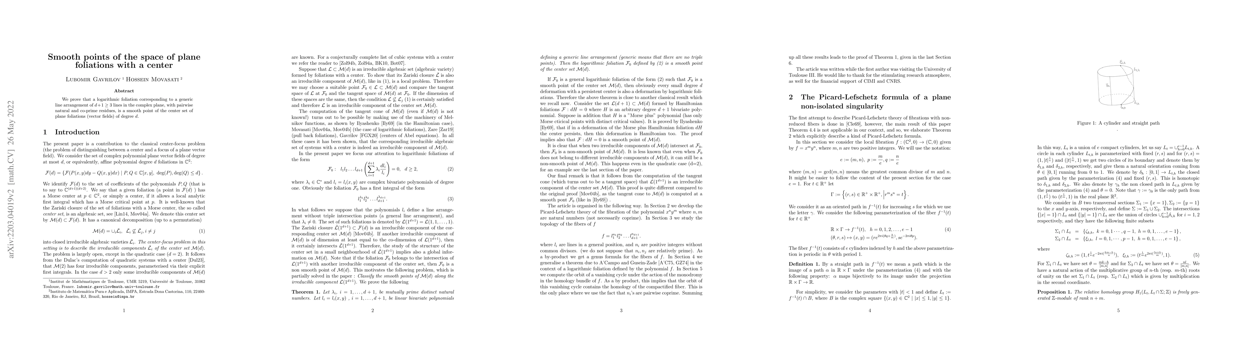 Thumbnail for Smooth points of the space of plane foliations with a center