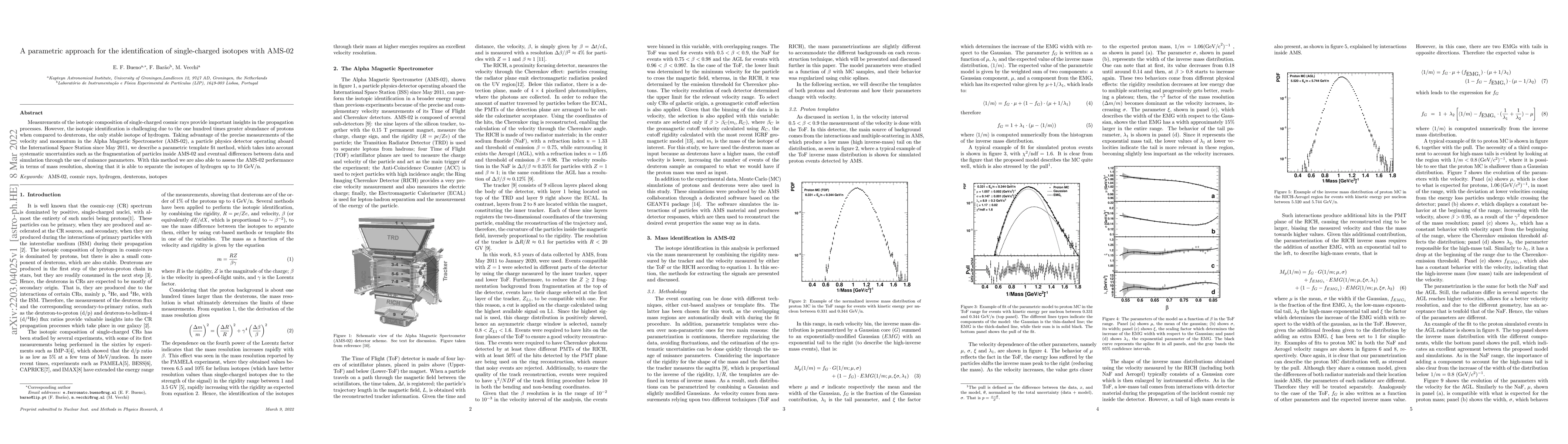 Thumbnail for A parametric approach for the identification of single-charged isotopes
  with AMS-02