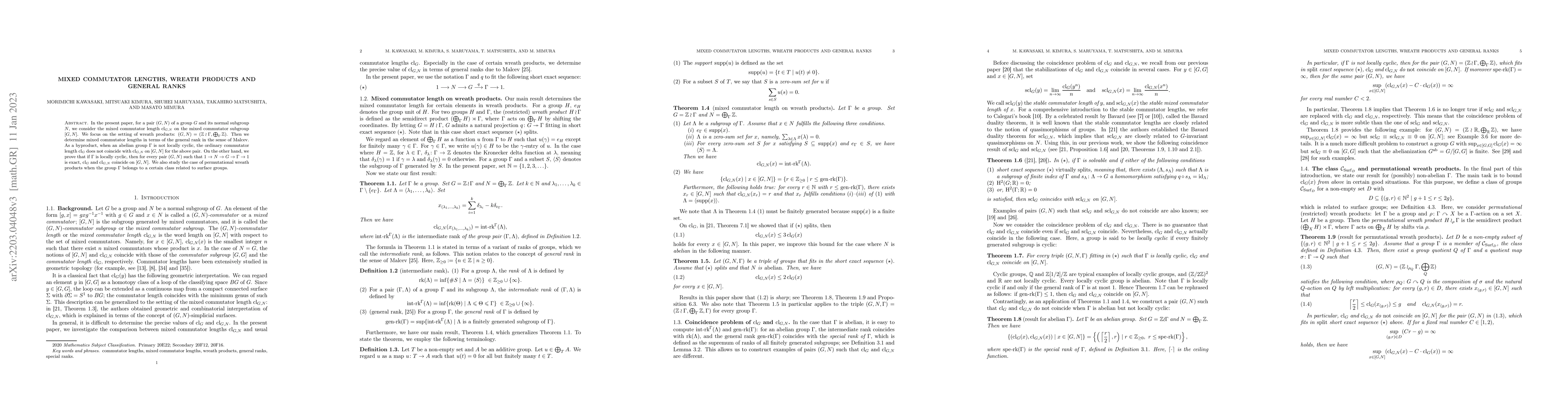 Thumbnail for Mixed commutator lengths, wreath products and general ranks