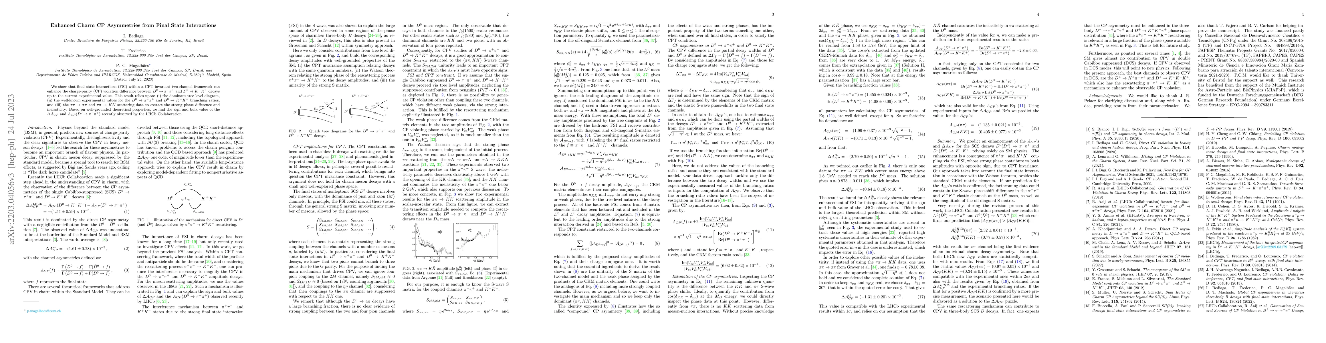 Thumbnail for Enhanced charm CP asymmetries from final state interactions