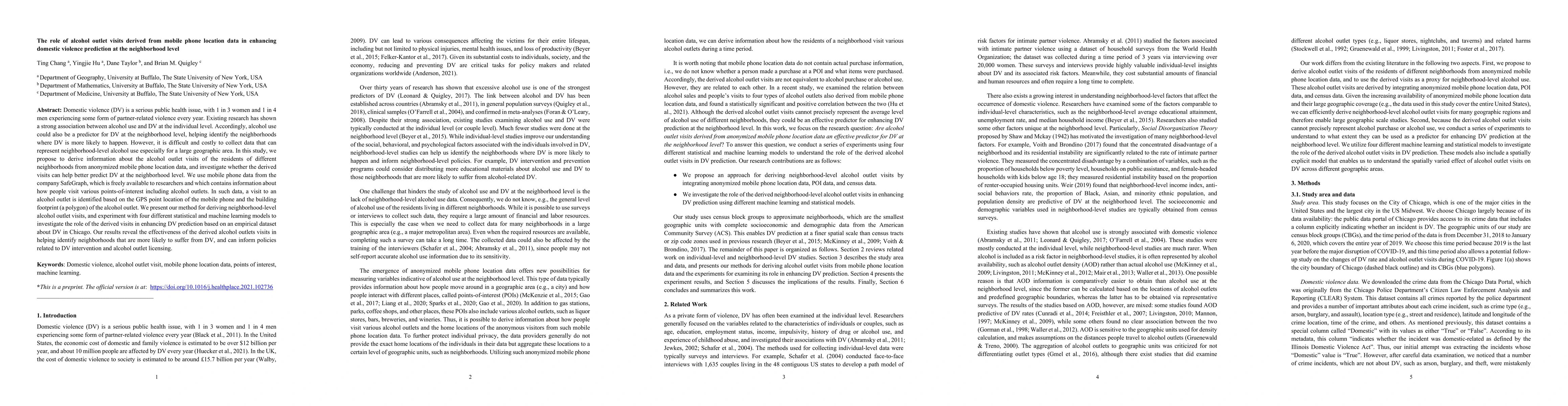 Thumbnail for The role of alcohol outlet visits derived from mobile phone location
  data in enhancing domestic violence prediction at the neighborhood level