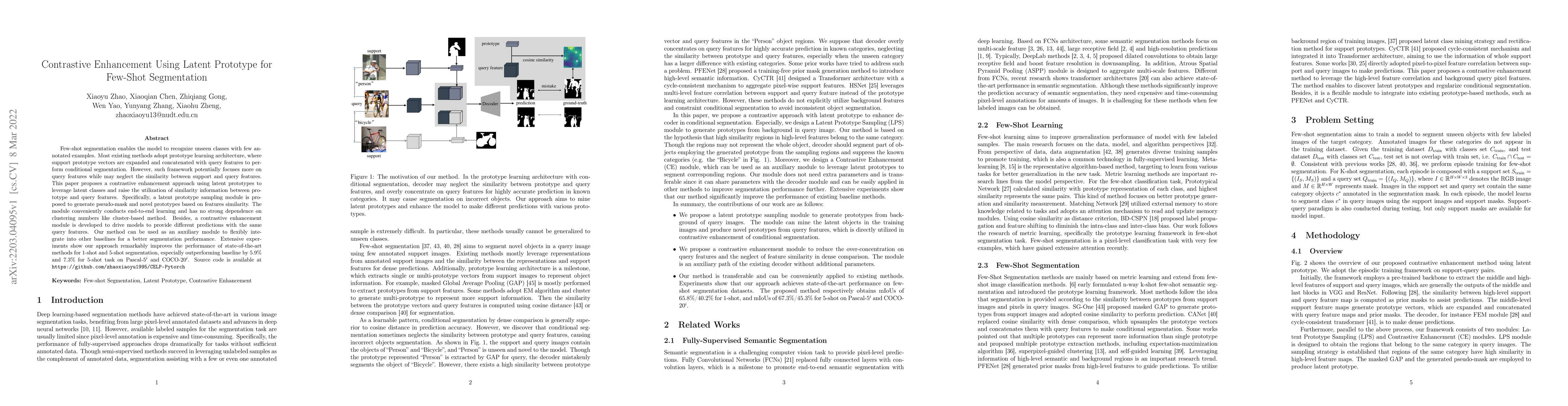 Thumbnail for Contrastive Enhancement Using Latent Prototype for Few-Shot Segmentation