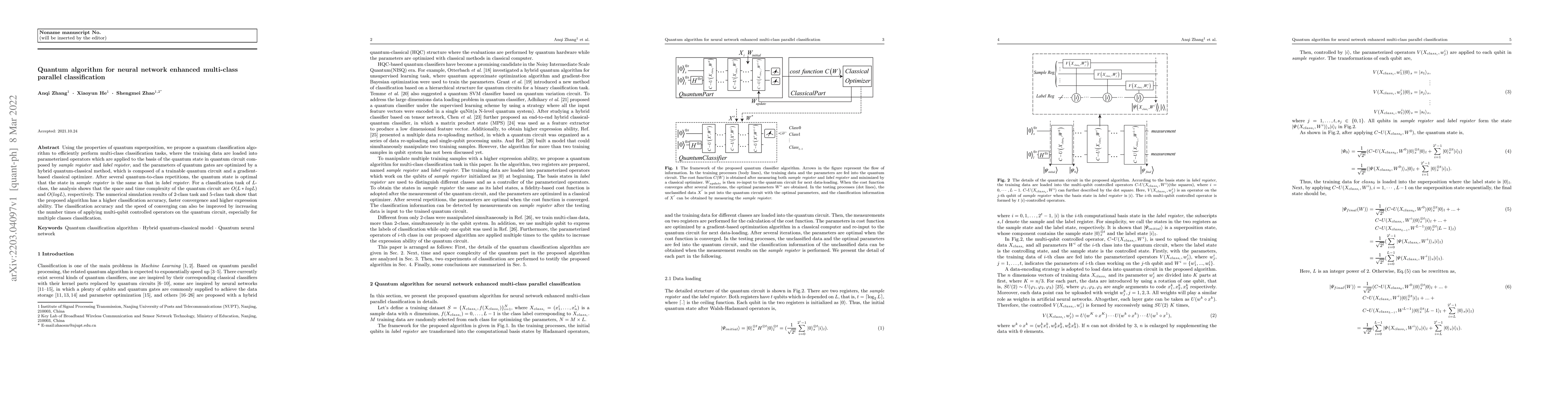 Thumbnail for Quantum algorithm for neural network enhanced multi-class parallel
  classification