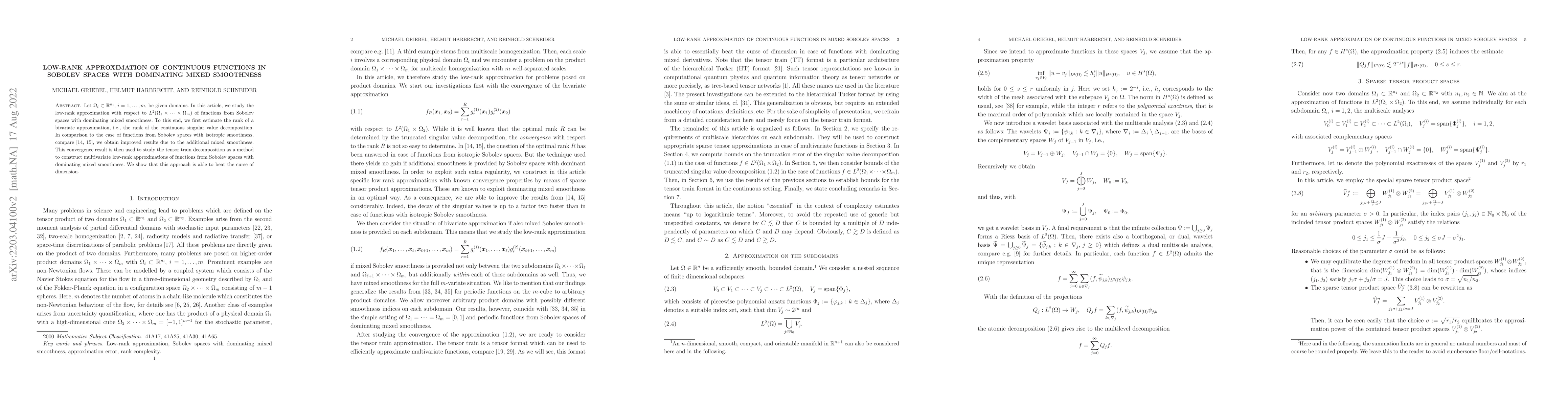 Thumbnail for Low-rank approximation of continuous functions in Sobolev spaces with
  dominating mixed smoothness