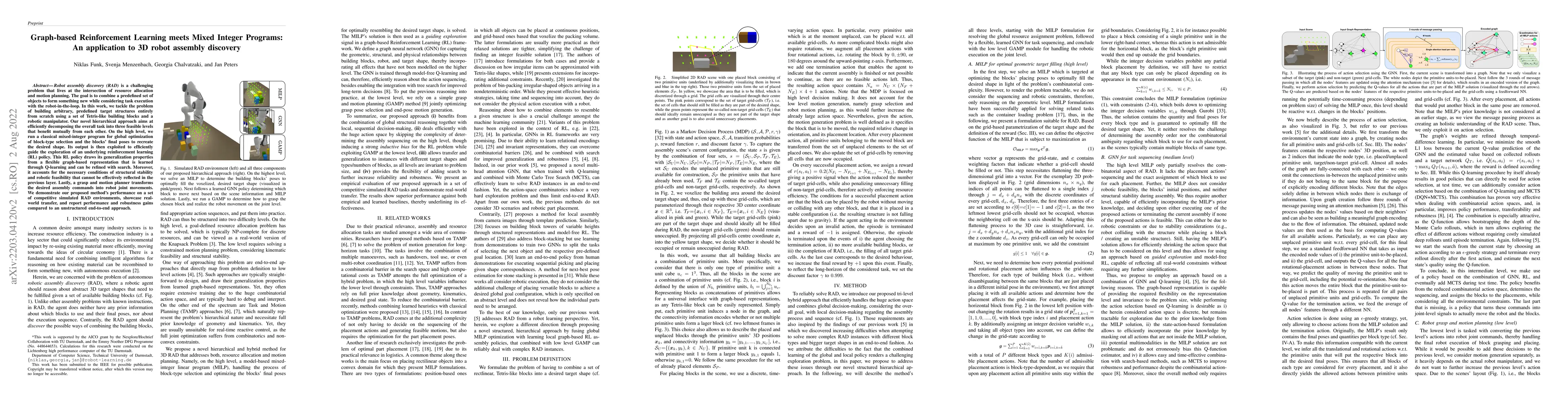 Thumbnail for Graph-based Reinforcement Learning meets Mixed Integer Programs: An
  application to 3D robot assembly discovery
