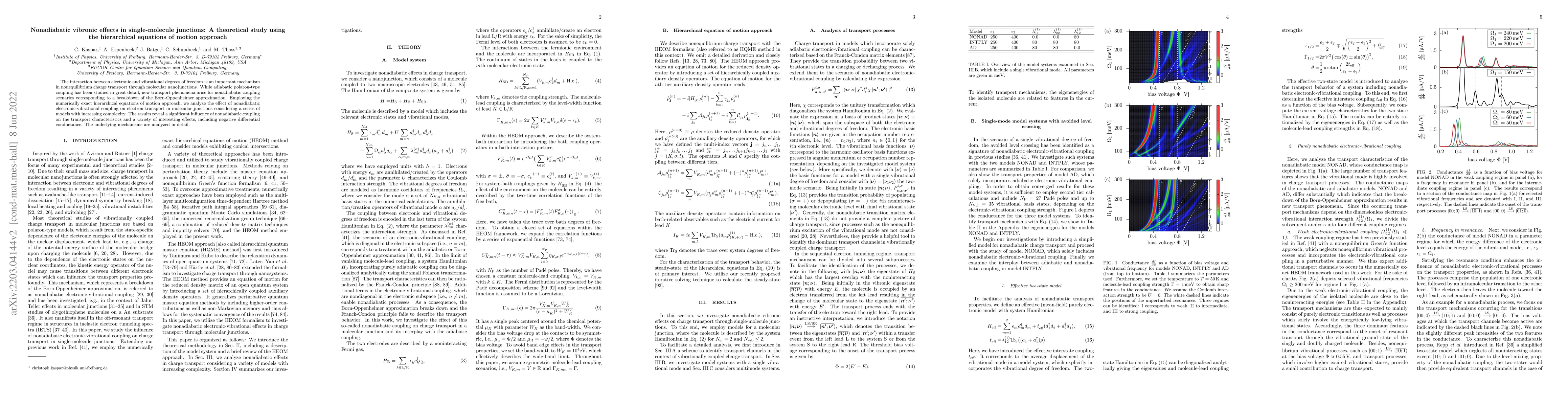 Thumbnail for Nonadiabatic vibronic effects in single-molecule junctions: A
  theoretical study using the hierarchical equations of motion approach