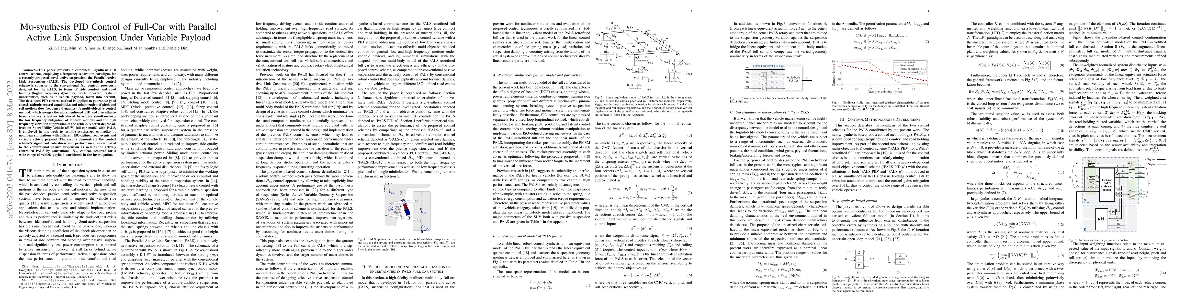 Thumbnail for Mu-synthesis PID Control of Full-Car with Parallel Active Link
  Suspension Under Variable Payload