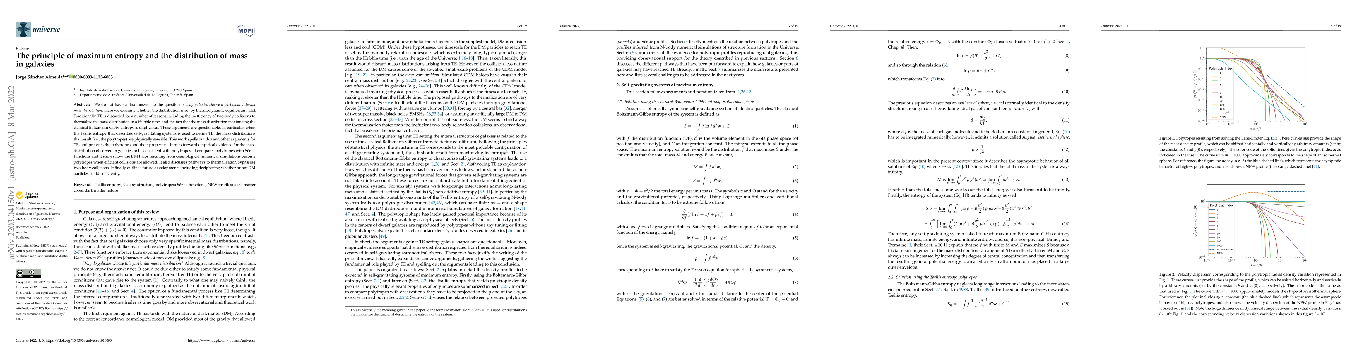 Thumbnail for The principle of maximum entropy and the distribution of mass in
  galaxies