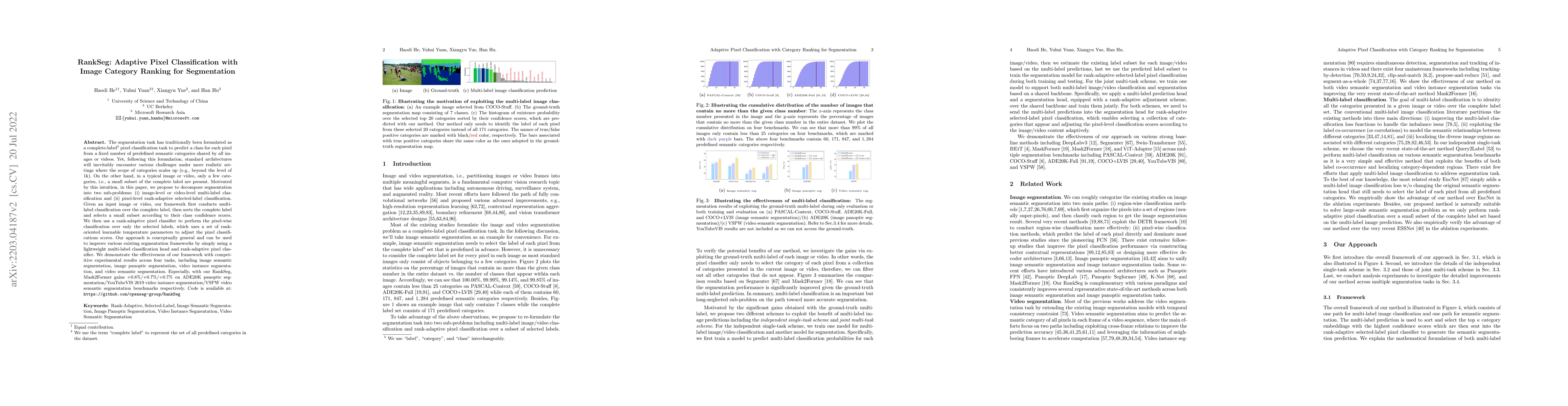 Thumbnail for RankSeg: Adaptive Pixel Classification with Image Category Ranking for
  Segmentation