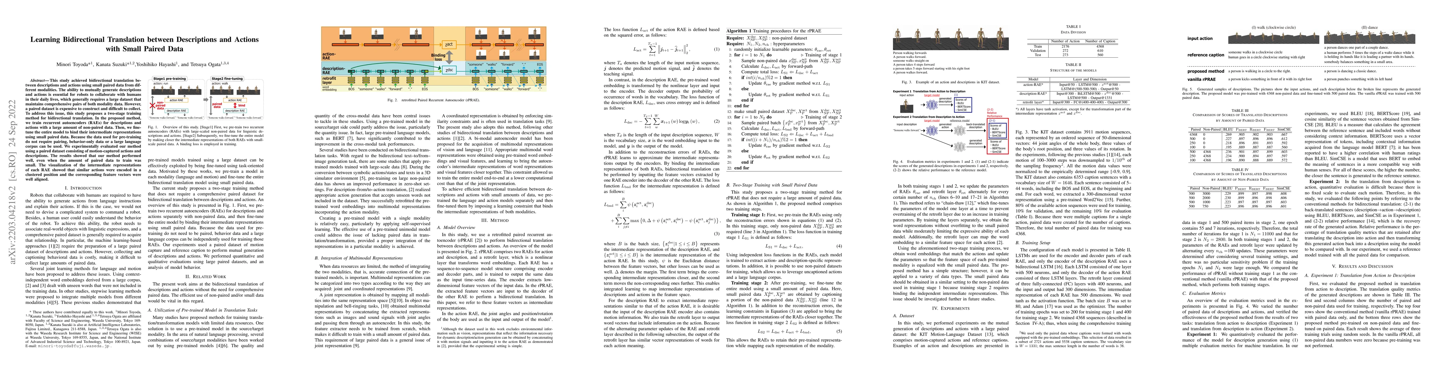 Thumbnail for Learning Bidirectional Translation between Descriptions and Actions with
  Small Paired Data