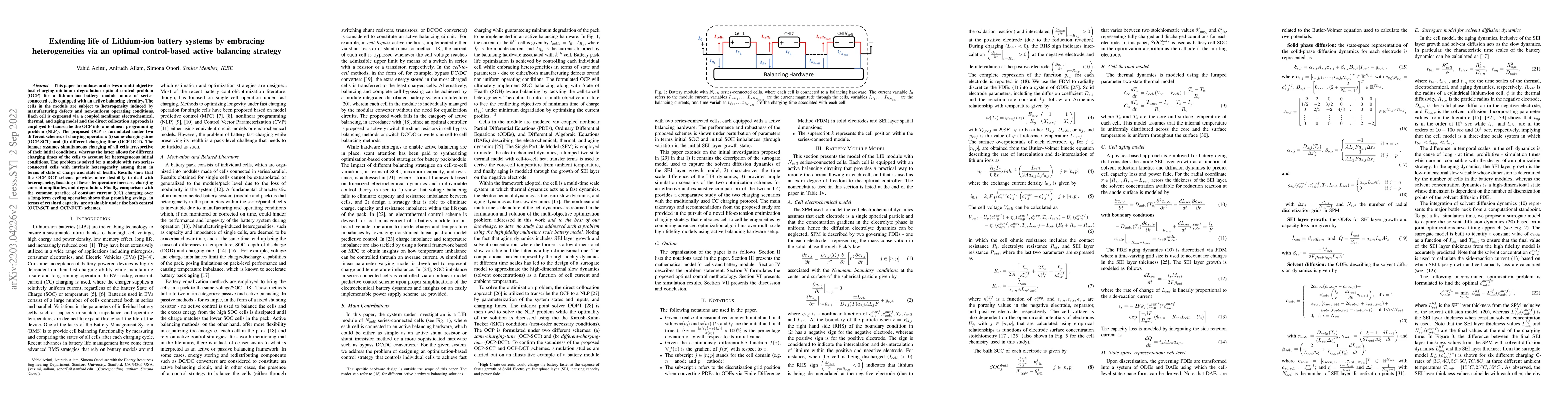 Thumbnail for Extending life of Lithium-ion battery systems by embracing
  heterogeneities via an optimal control-based active balancing strategy
