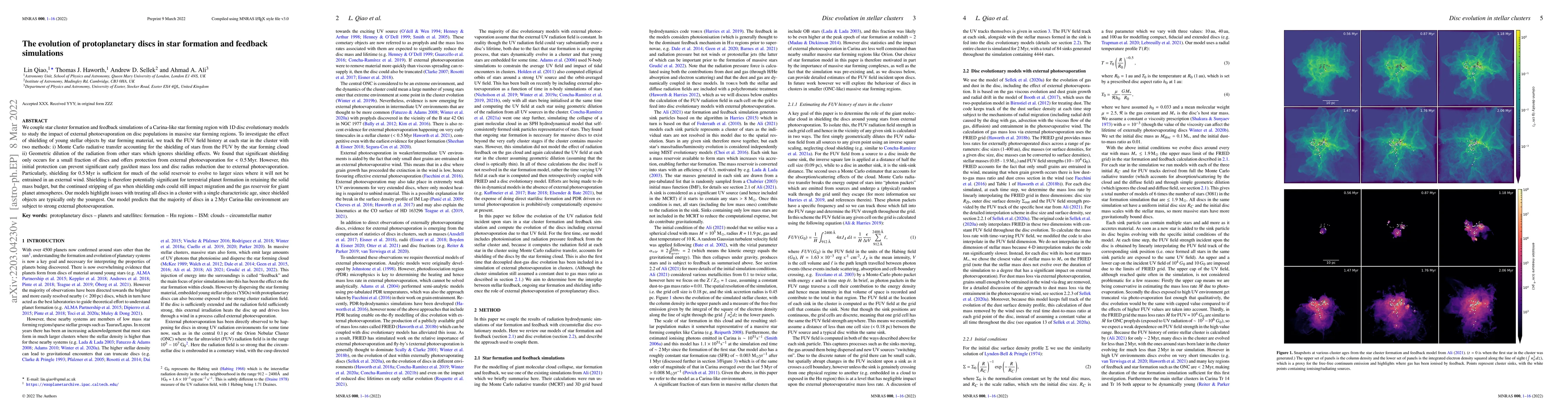 Thumbnail for The evolution of protoplanetary discs in star formation and feedback
  simulations
