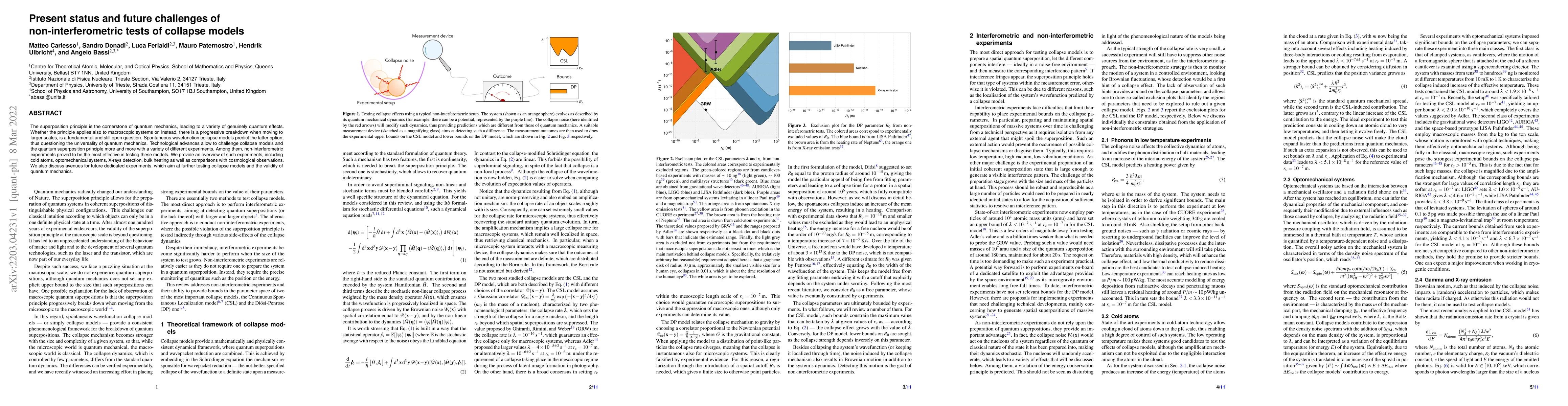 Thumbnail for Present status and future challenges of non-interferometric tests of
  collapse models