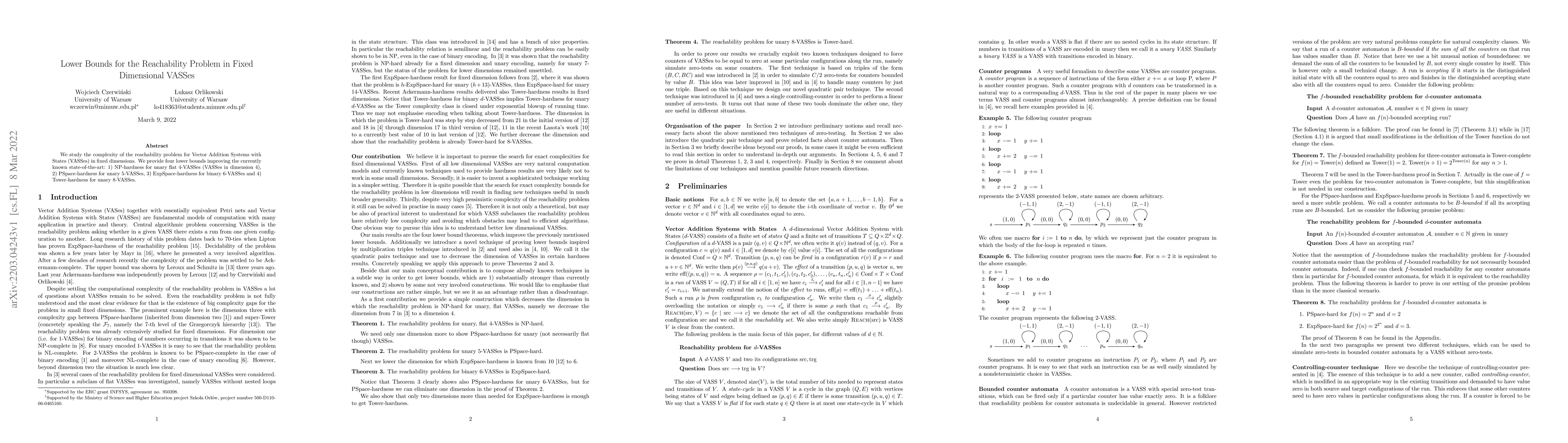 Thumbnail for Lower Bounds for the Reachability Problem in Fixed Dimensional VASSes