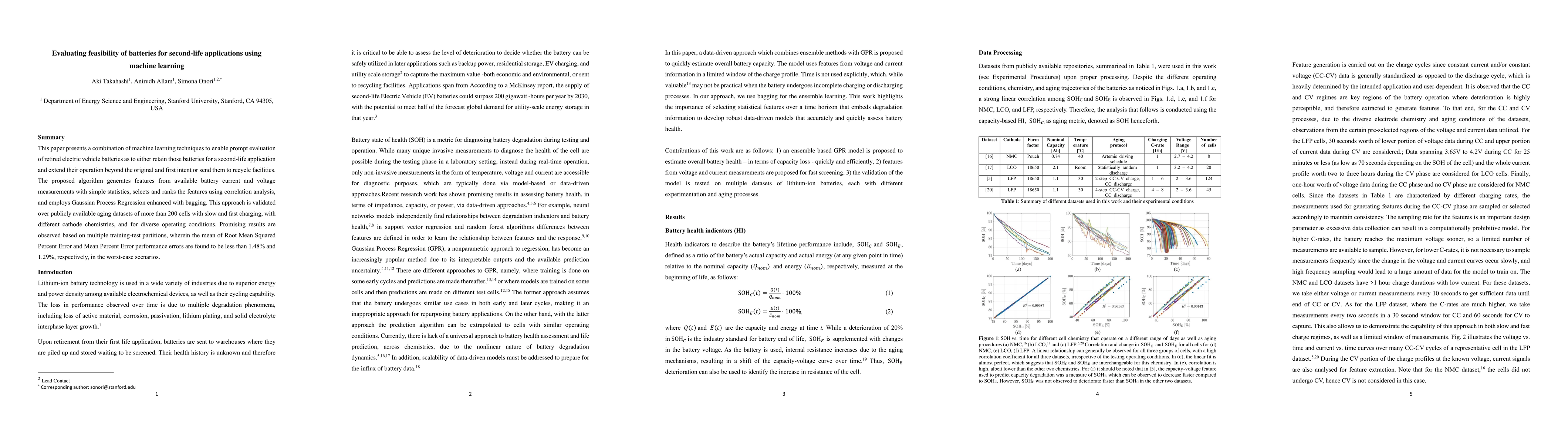 Thumbnail for Evaluating feasibility of batteries for second-life applications using
  machine learning