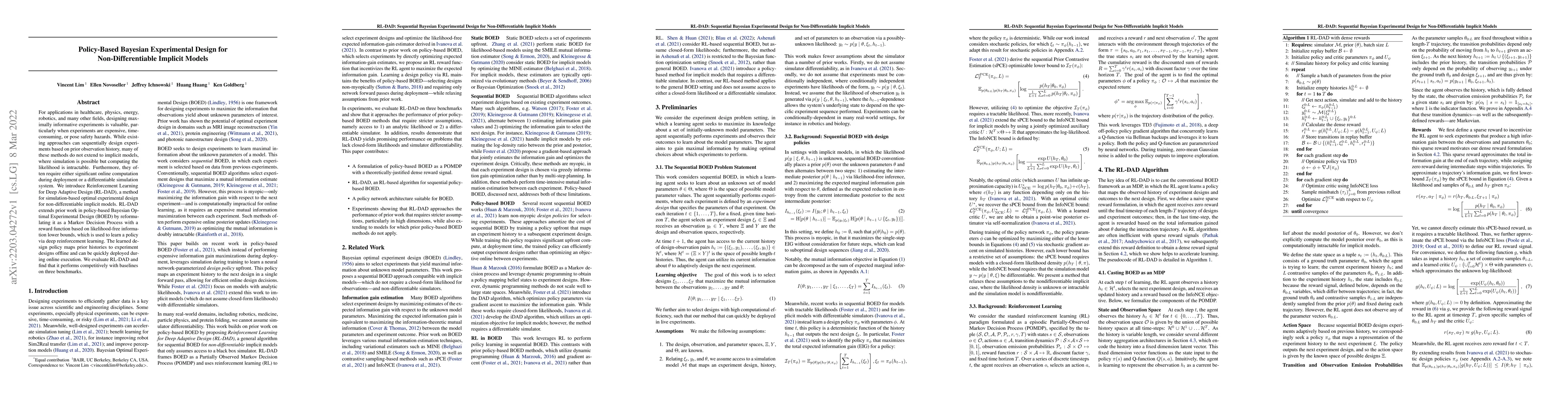 Thumbnail for Policy-Based Bayesian Experimental Design for Non-Differentiable
  Implicit Models