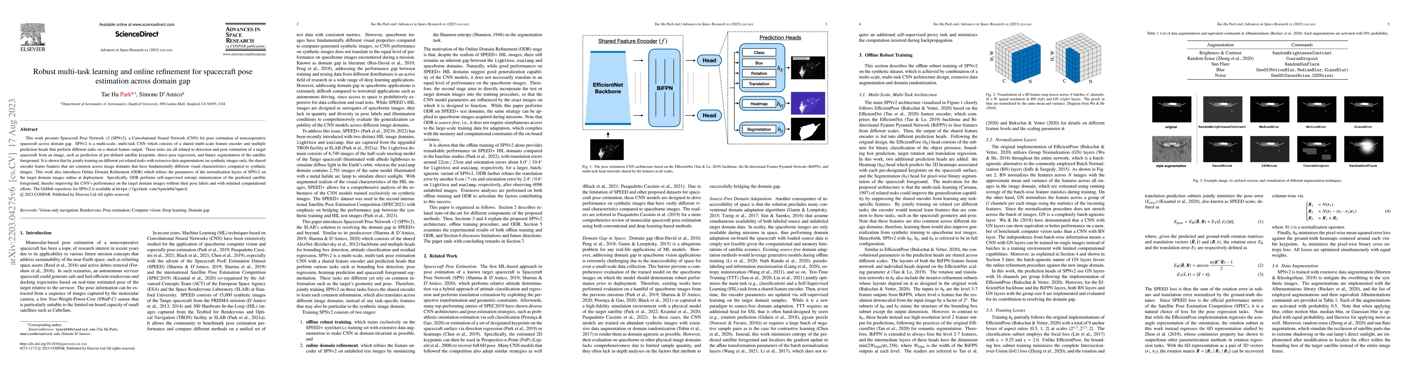 Thumbnail for Robust Multi-Task Learning and Online Refinement for Spacecraft Pose
  Estimation across Domain Gap