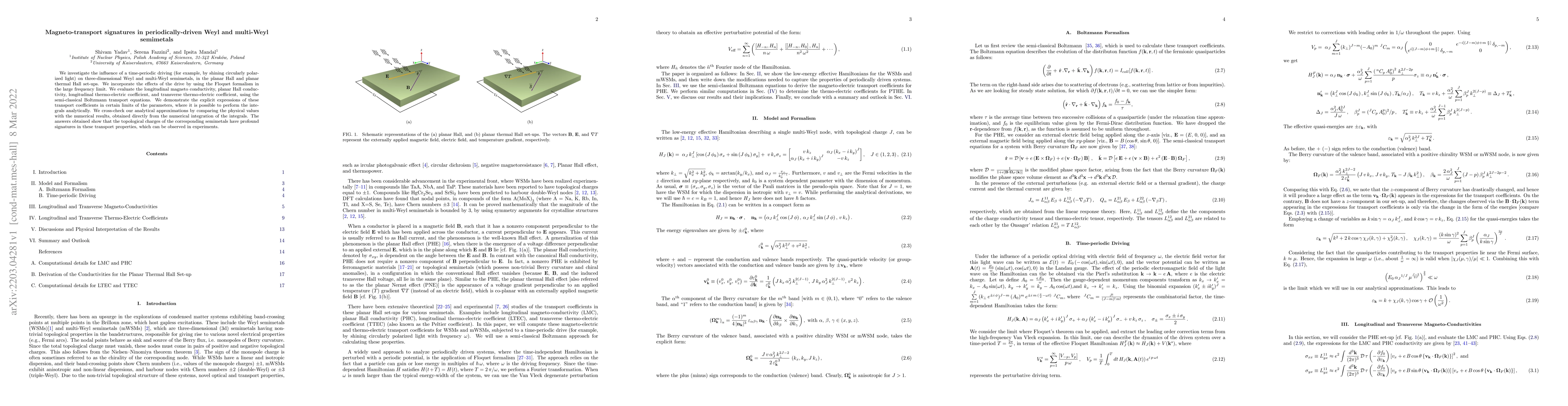 Thumbnail for Magneto-transport signatures in periodically-driven Weyl and multi-Weyl
  semimetals