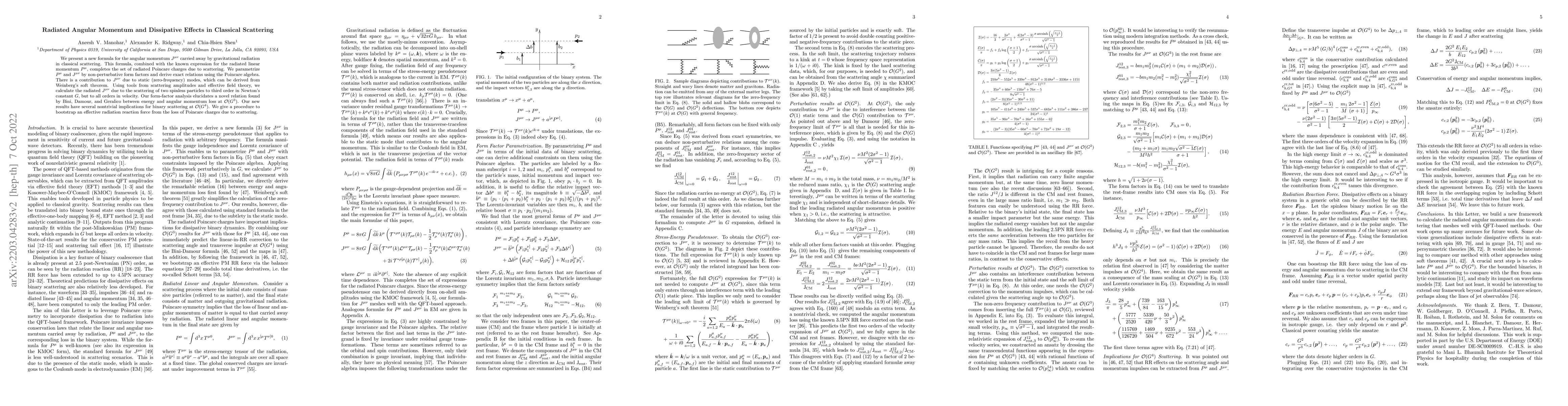 Thumbnail for Radiated Angular Momentum and Dissipative Effects in Classical
  Scattering