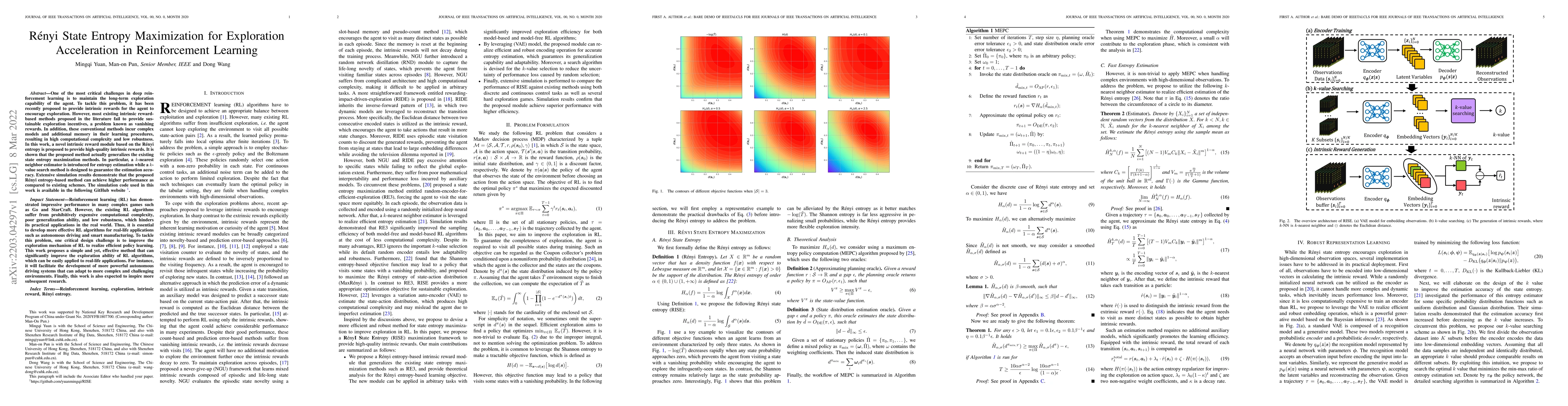 Thumbnail for R\'enyi State Entropy for Exploration Acceleration in Reinforcement
  Learning