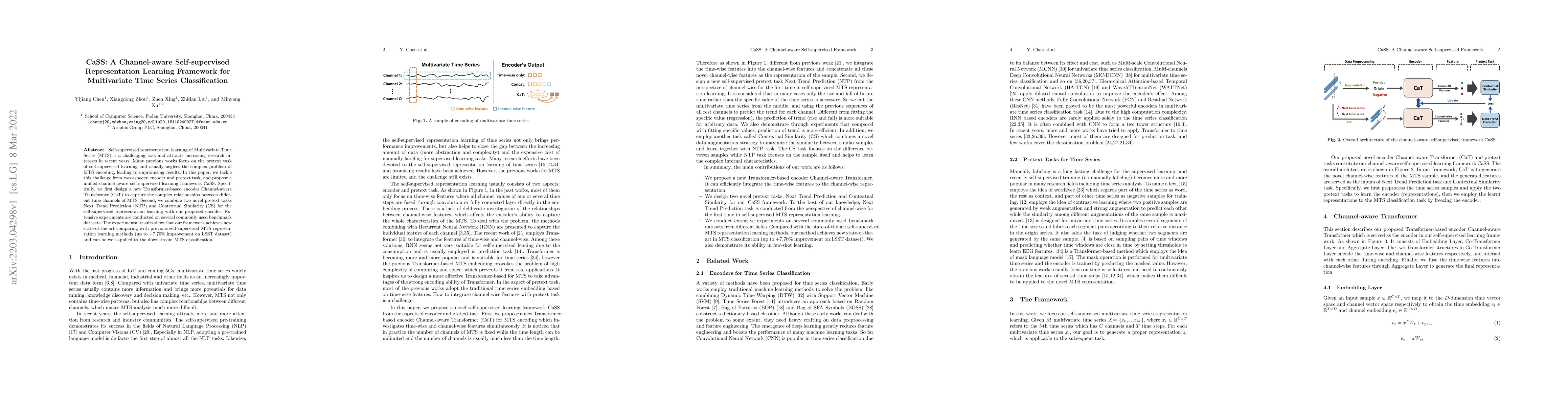 Thumbnail for CaSS: A Channel-aware Self-supervised Representation Learning Framework
  for Multivariate Time Series Classification